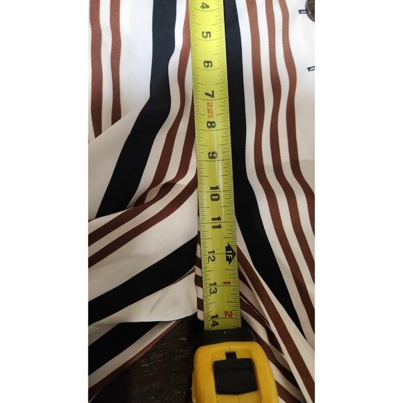 Women's ZARA Multi-Color Striped Palazzo Tan Brown Cream Button Pants Sz Medium - Picture 5 of 7